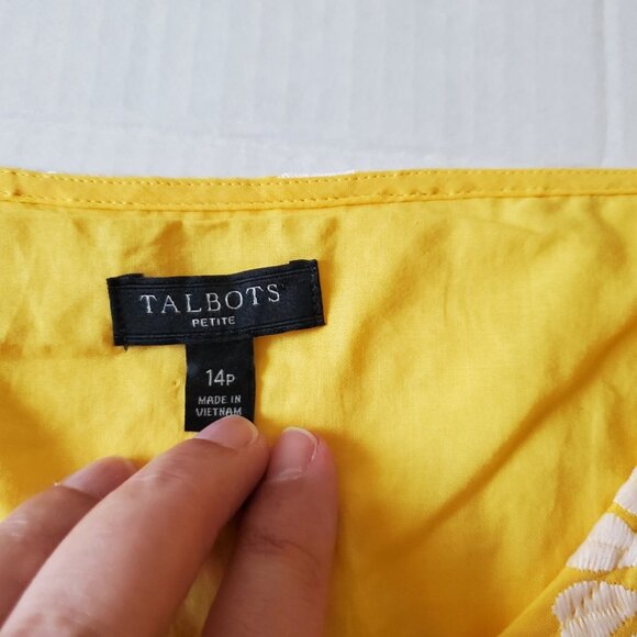 Talbots Yellow Floral Eyelet Embroidered Belted Peplum Top NWT 14P - Picture 16 of 16